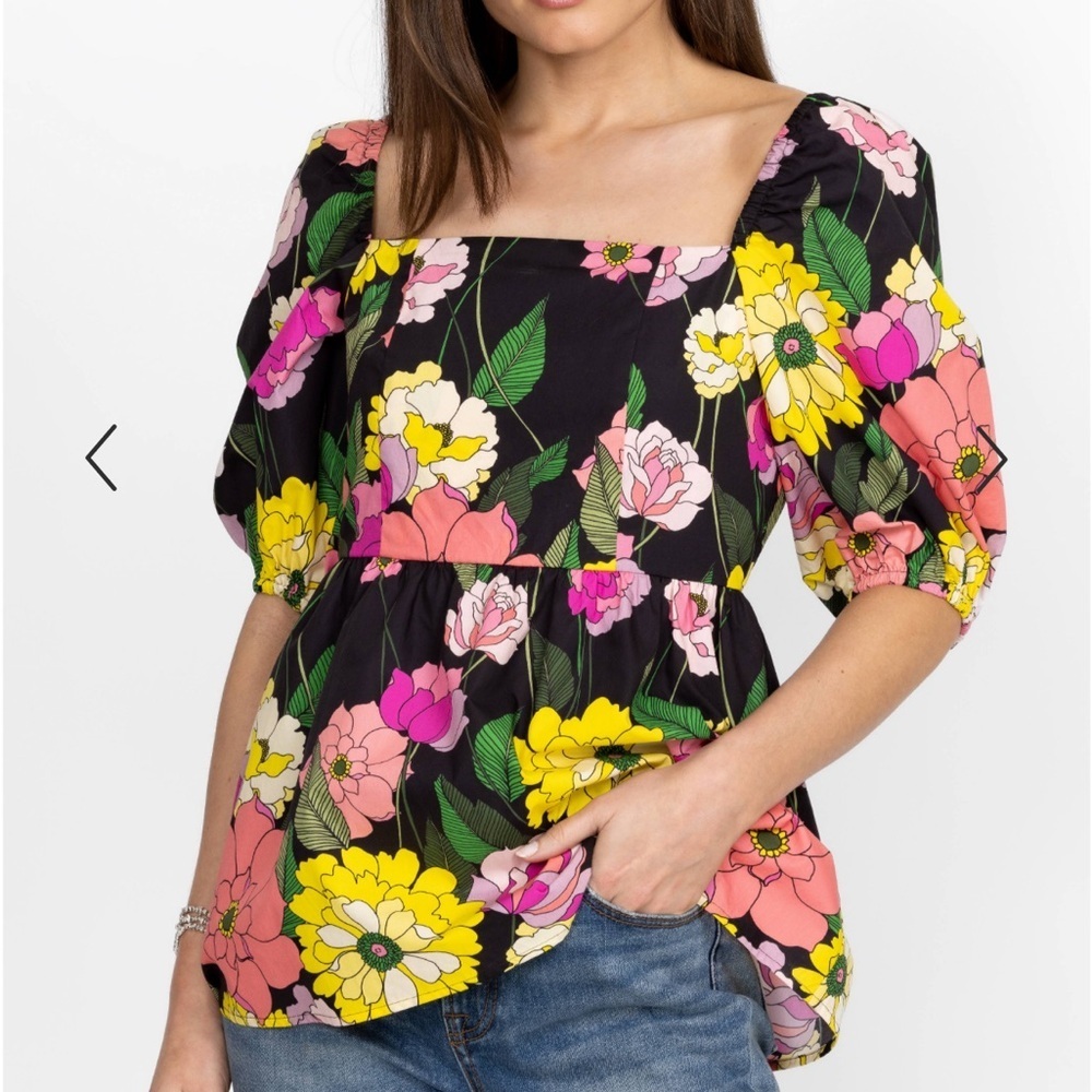 Johnny Was MARISOL BLOUSE‎ Black Floral Size Large